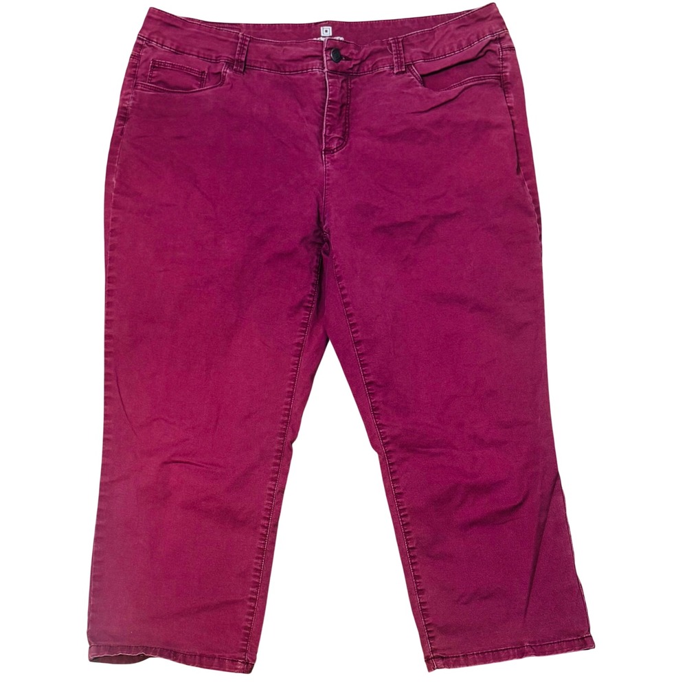 Liz Claiborne Berry Magenta Cropped Capri Stretch Pants Women's Size 14